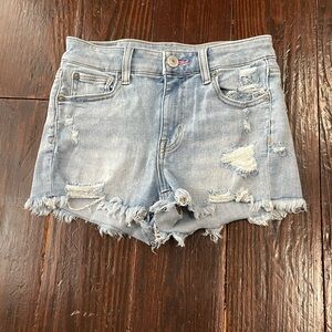 American Eagle Outfitters Light Blue Distressed Jean Shorts